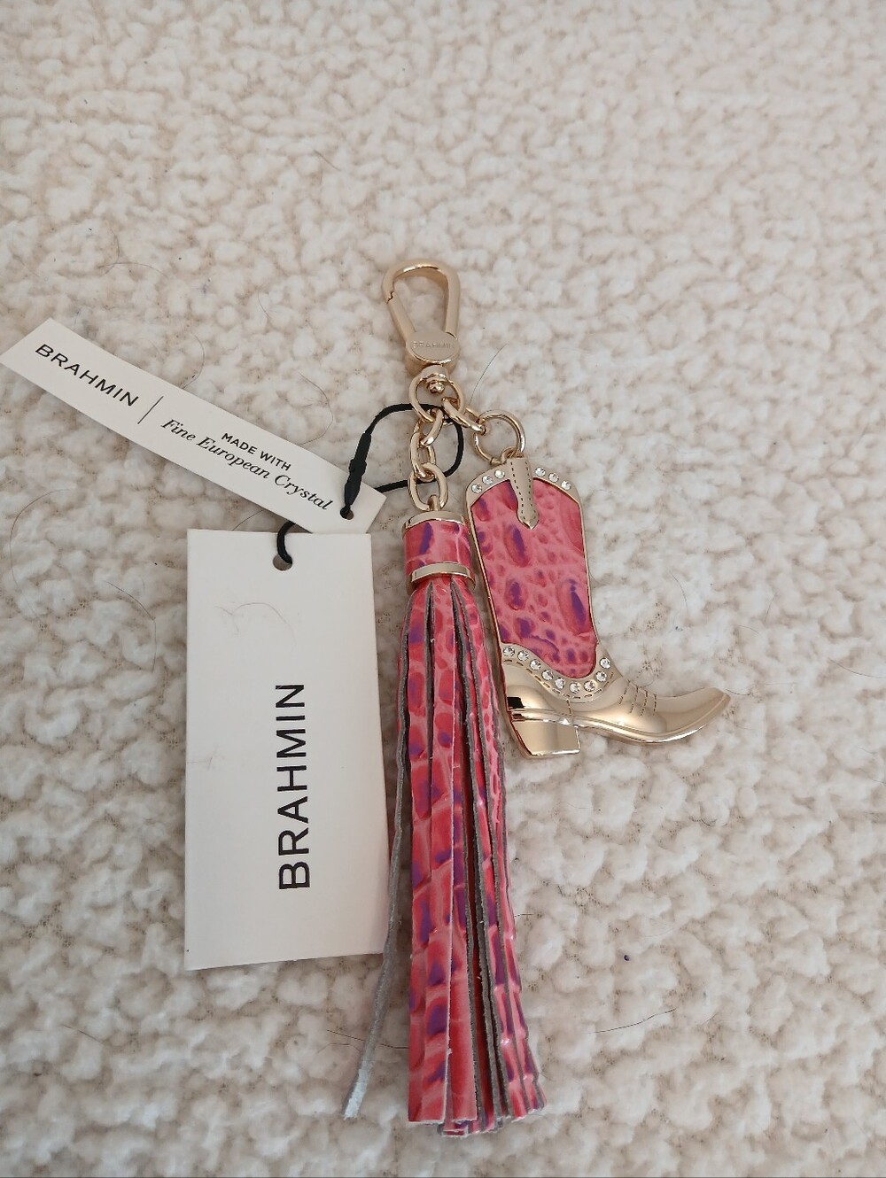Brahmin Cowgirl Boot Charm Tassel Key Fob with Gold Hardware NWT